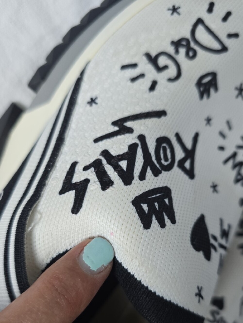 Dolce & Gabbana White & Black Graffiti Slip-On Sneakers - Picture 14 of 15